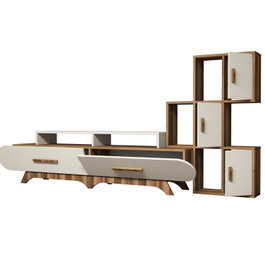 Hanah Home Flora S - Mueble de TV Nogal y crema